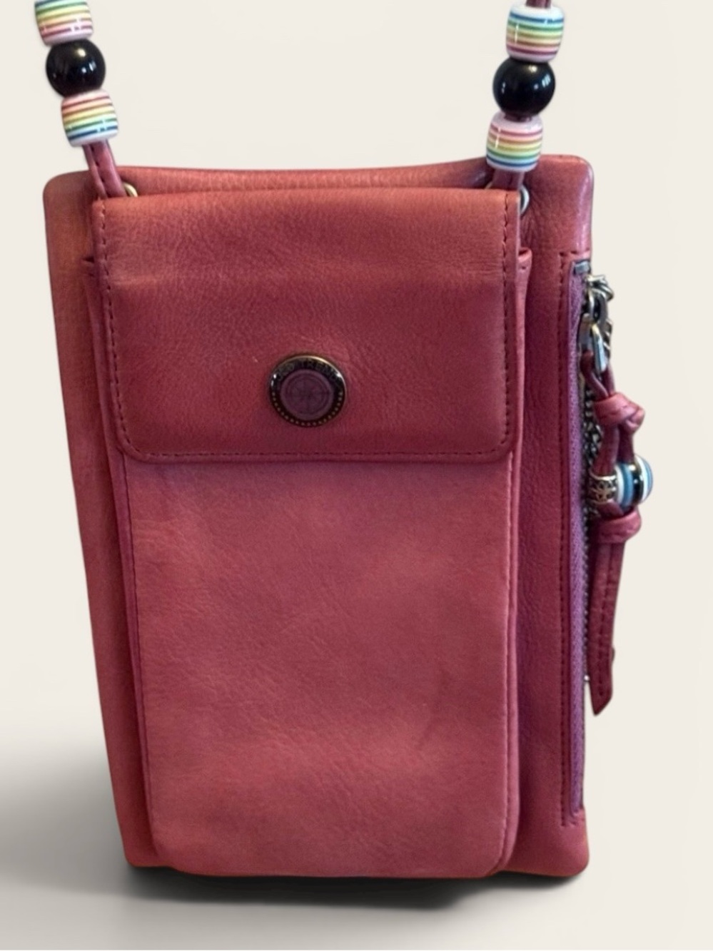Old Trend Modern Vintage Pink Leather Phone Crossbody Wallet Organizer 5x7.5x2